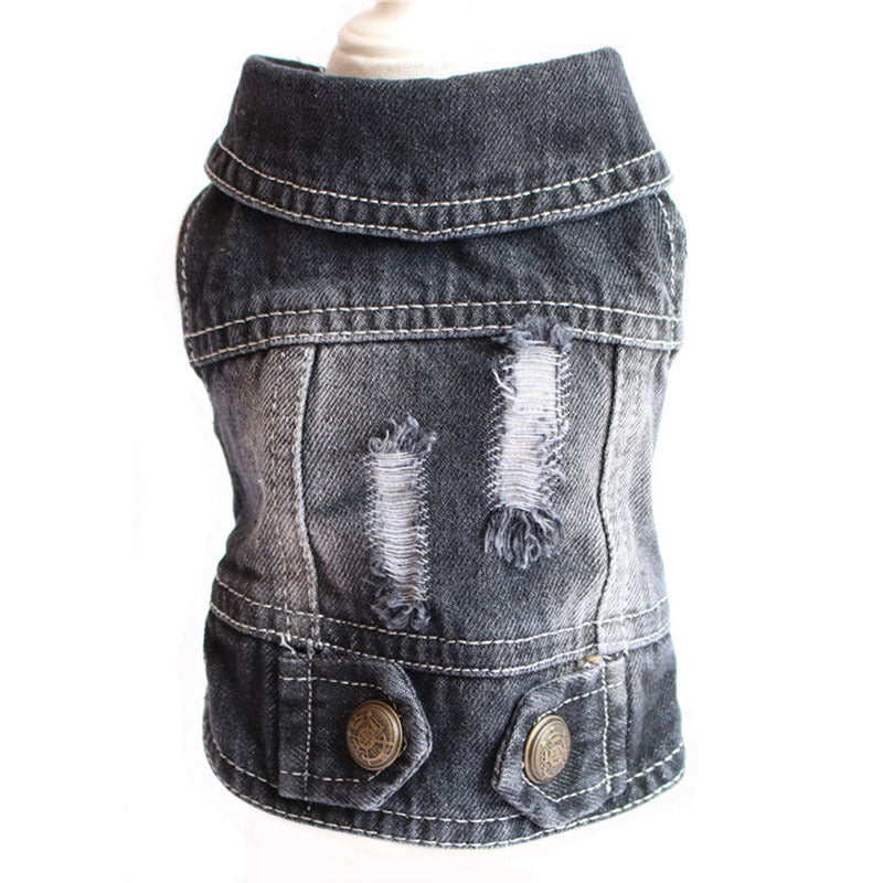 Designer Dog Denim Jacket – Stylish Spring Puppy Jeans Vest for Small Dogs & Cats