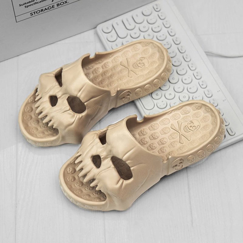 Personalized Skull Design - Halloween Slippers Bathroom Indoor Outdoor Funny Slides Beach Shoes