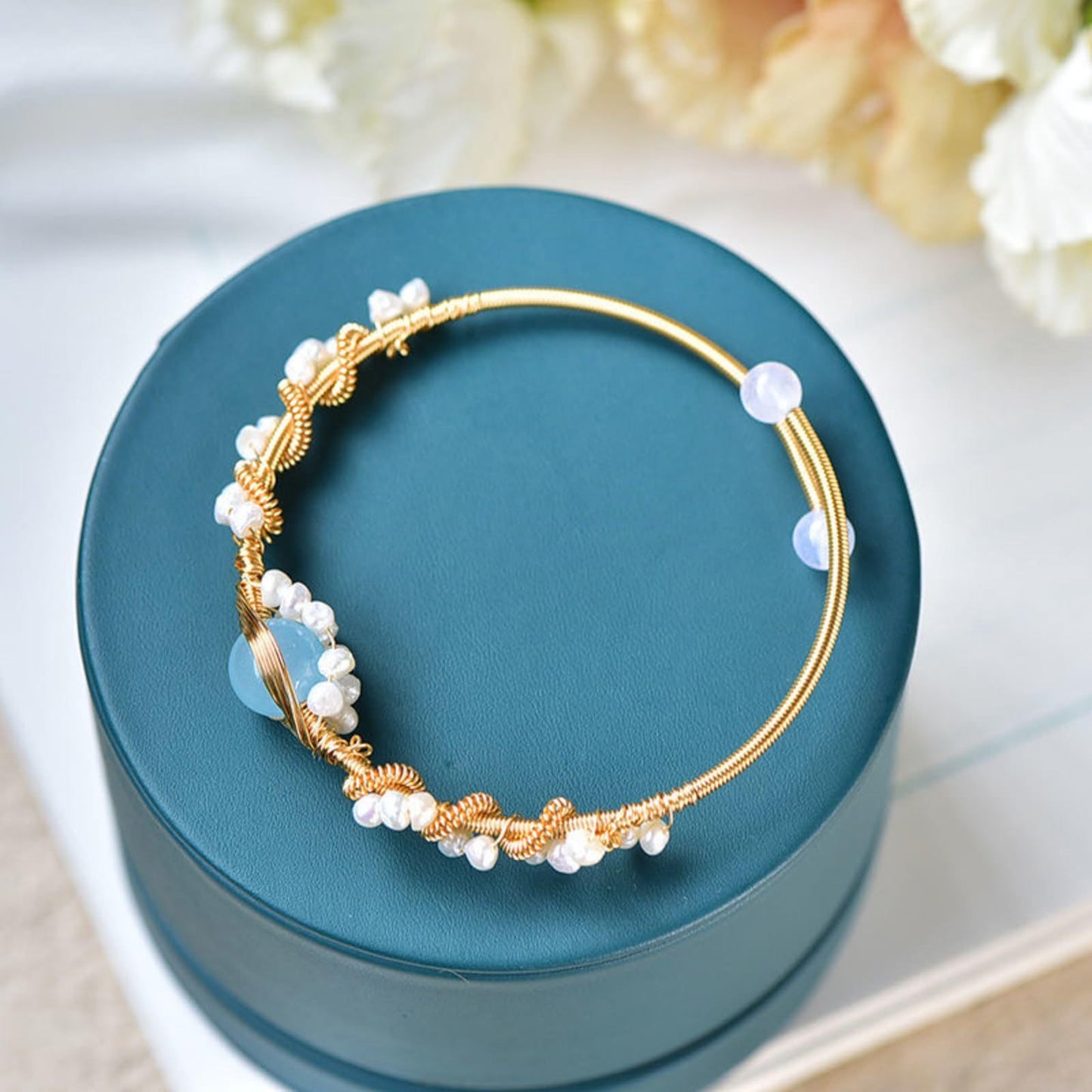 Pearl Bracelets For Women - Gold Plating Pearl Bracelet Gold Wire Braided Vintage Style Bracelets Cuff Bracelets Fashion Bracelet