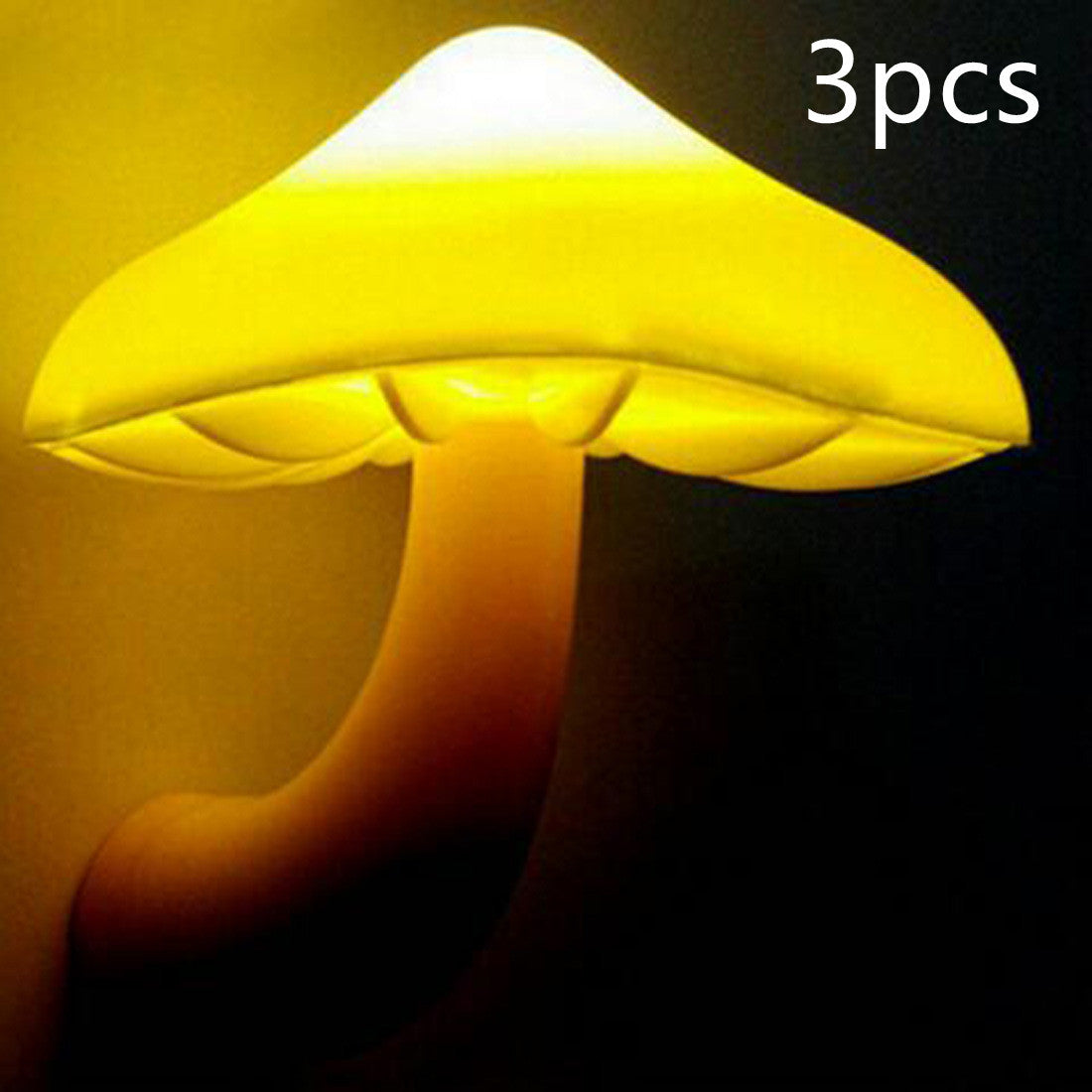 LED Night Light Mushroom Wall Socket Lamp - EU US Plug Warm White Light-control Sensor Bedroom Light Home Decoration