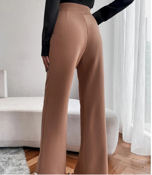 Loose Straight Pants - Women High Waist Casual Trousers