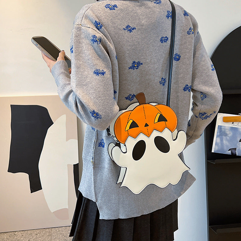 Halloween Shoulder Bags - Creative 3D Cartoon Pumpkin Ghost Design Cute Bags
