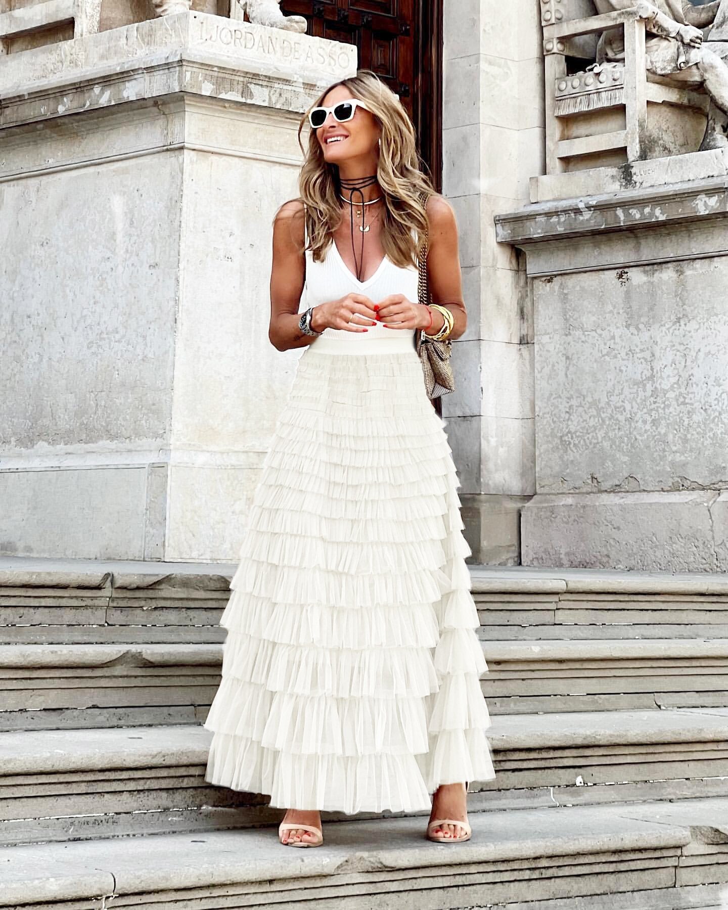 Layered Ruffles Cake Skirt - Summer Fashion A Line Swing Mesh Long Skirt