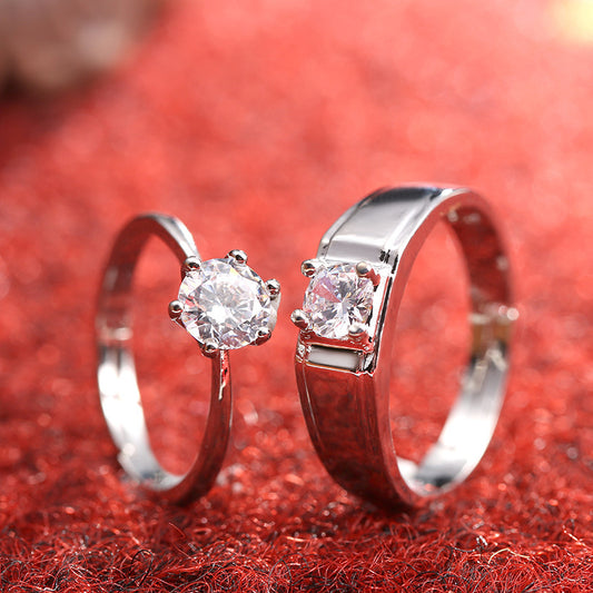Couple Diamond Wedding & Engagement Ring - Simulation Women's Ring Moissanite  Couple Rings SATINE