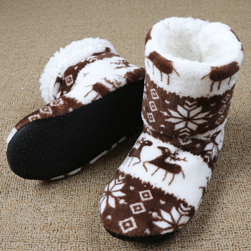 Christmas Elk Floor Shoes - Indoor Socks Shoes, Warm Plush House Slippers