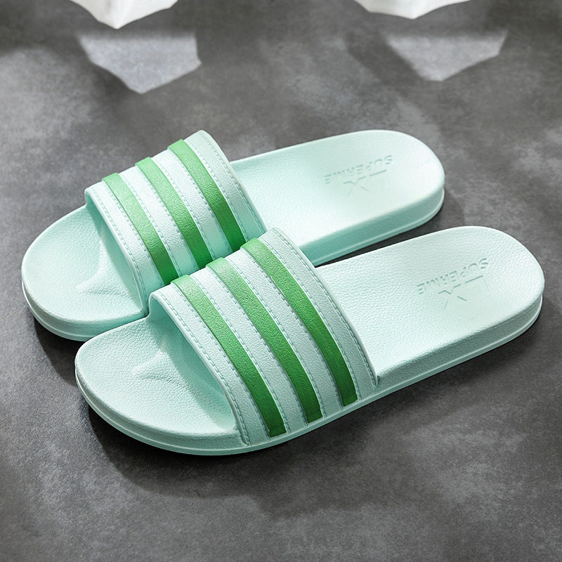 White Stripes Slippers For Women And Men -- Bathroom Slippers Home Shoes