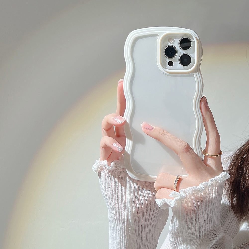 Wave Border Mobile Phone Case - Solid Color Simple Candy Color