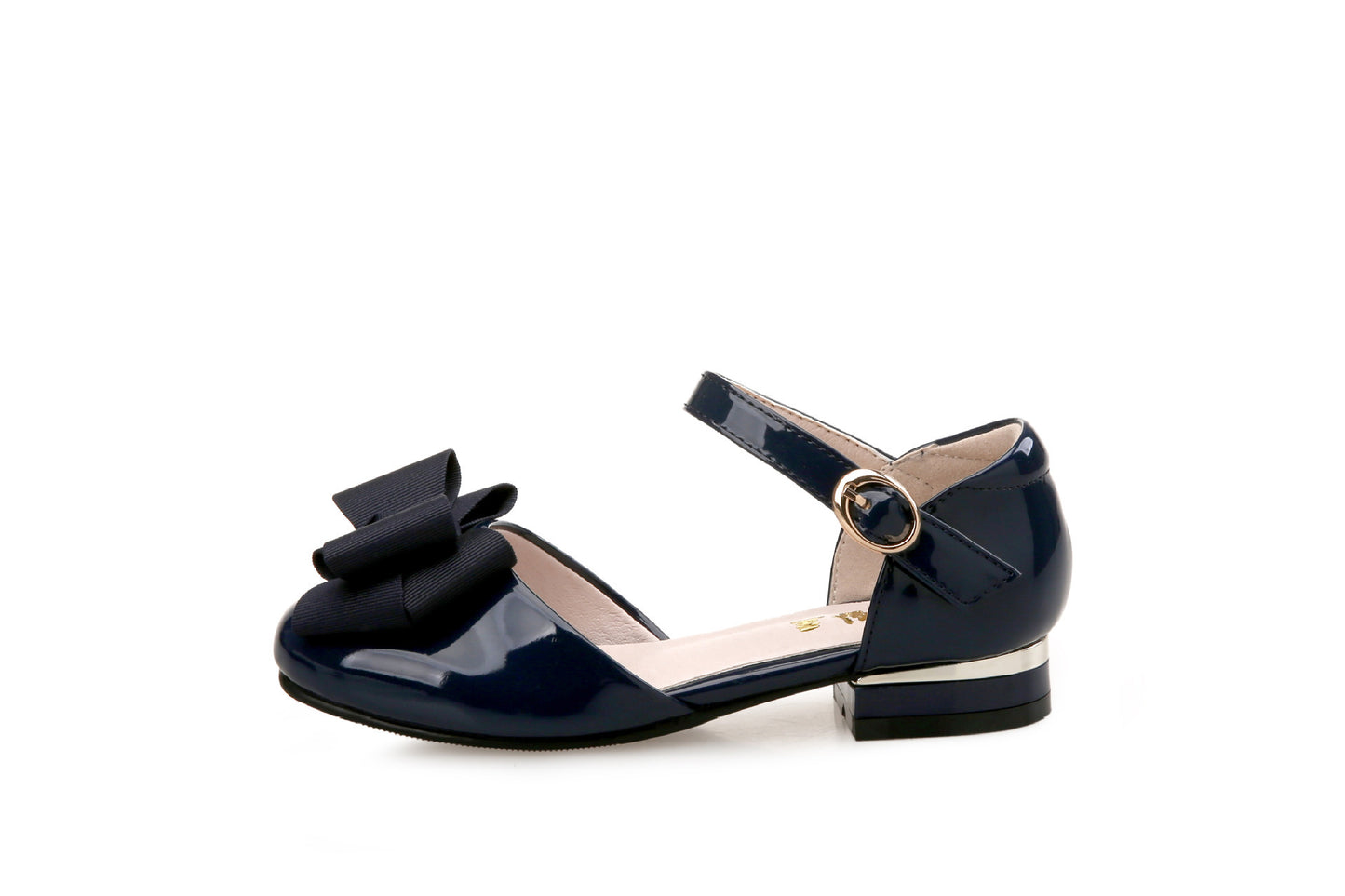 Trendy Hollow Velcro Patent Leather Shoes With Bow