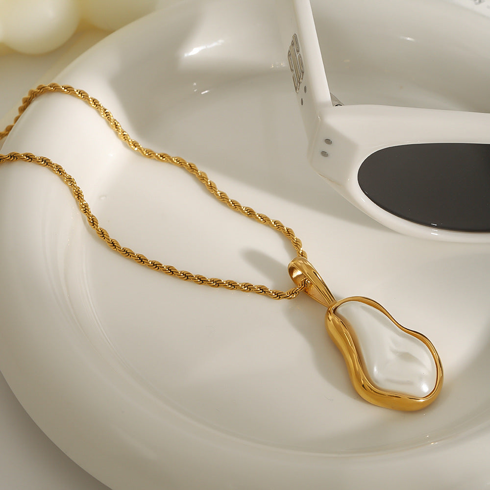 Women Stainless Steel Pearl Necklace