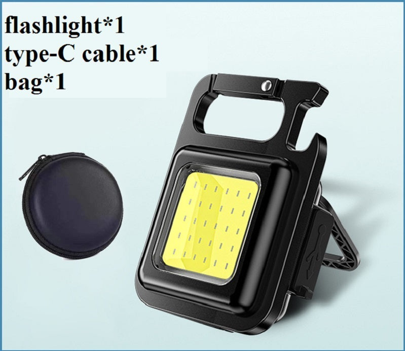 Mini Portable Rechargeable Flashlight - Rechargeable Glare COB Keychain Light LED Work Light USB Charge Emergency Lamps Outdoor Camping Light
