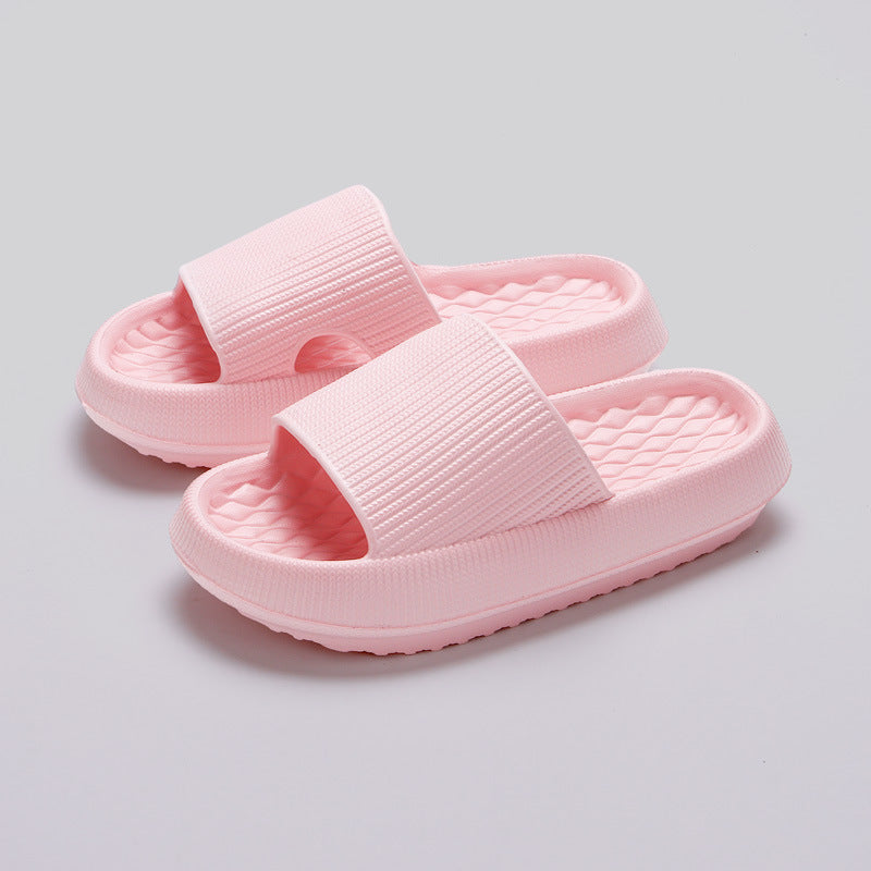 Summer EVA Slippers Solid Color Rhombus Stripe Anti-slip Slippers  - New Women's Home Shoes