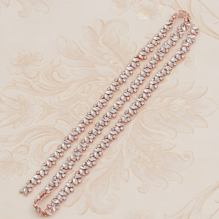 Rhinestone Applique Wedding Belt - Wedding Dress Waist Jewelry