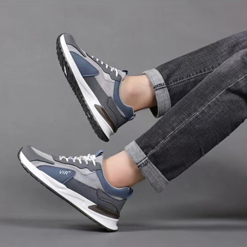 Men's Color Block Mesh Shoes - Casual Lace-up Sneakers, Outdoor Breathable Running Sports Shoes