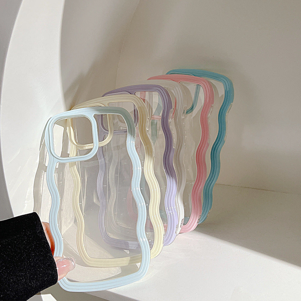 Wave Border Mobile Phone Case - Solid Color Simple Candy Color