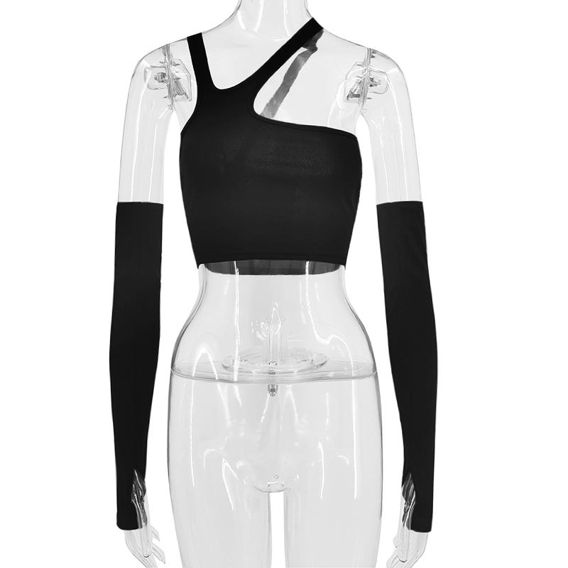 New Fall Irregular Split Oversleeves Slim T-shirt Women