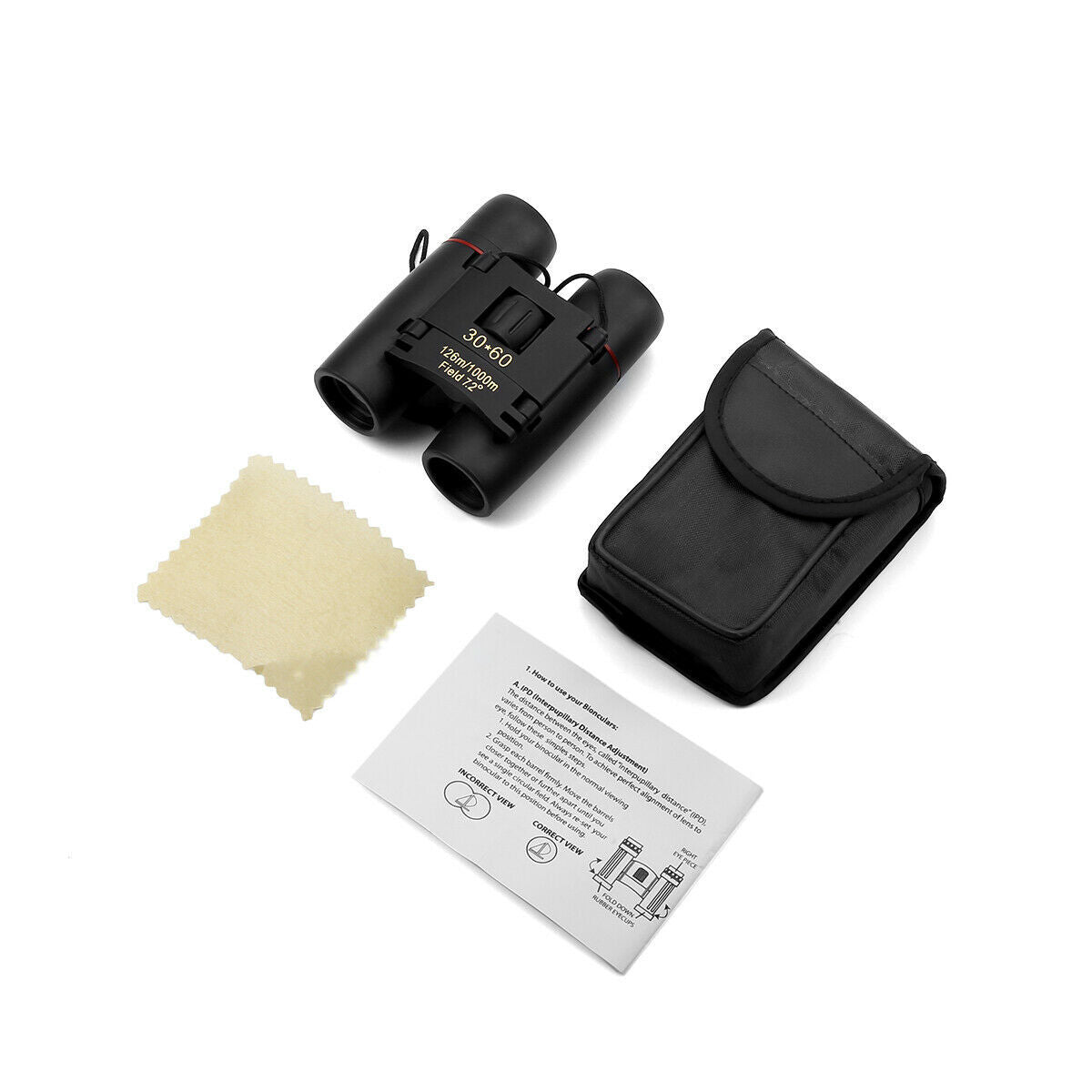 Binoculars 30x60 Zoom Travel Compact Folding Telescope - Hunting Day Night Outdoor Small Pocket Binoculars