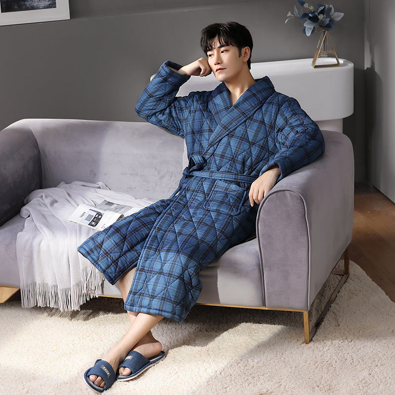 Pure Cotton Long Sleeved Autumn And Winter Bathrobe
