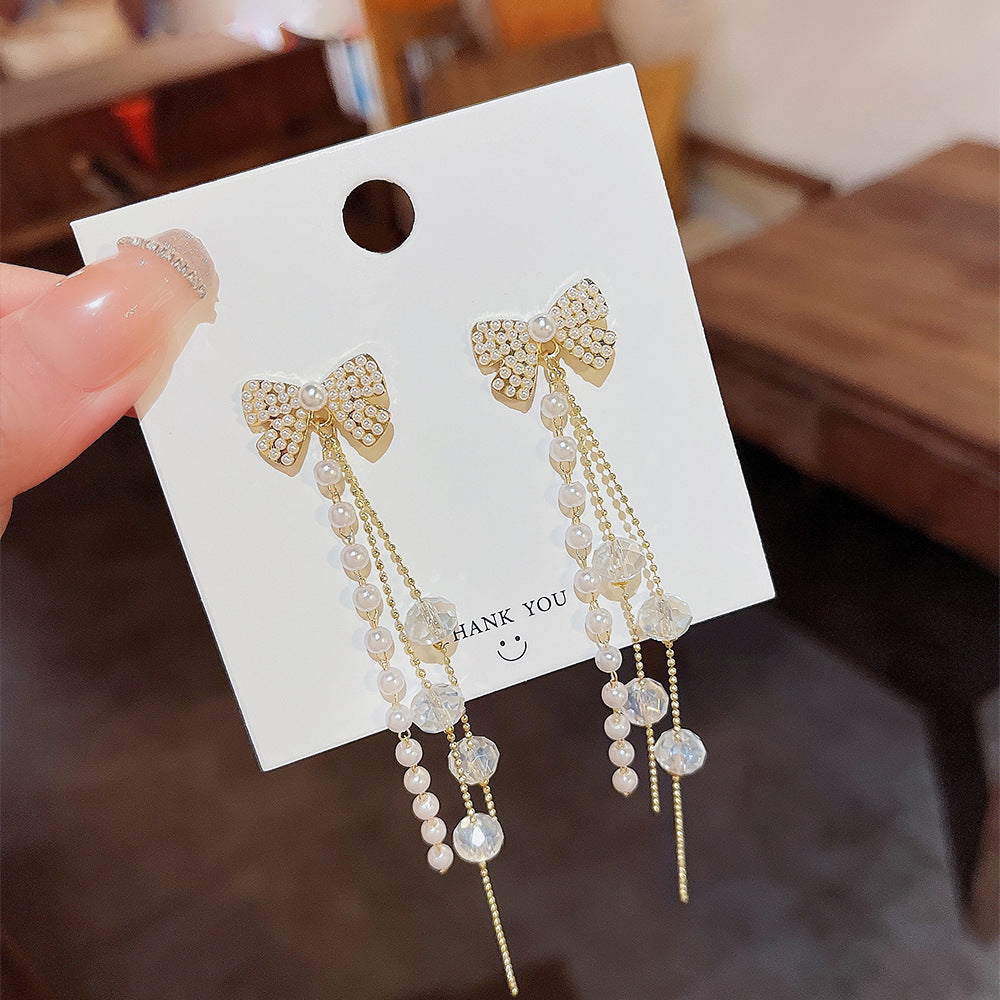 Sterling Silver Needle Light Luxury Pearl Earrings - Graceful Personality