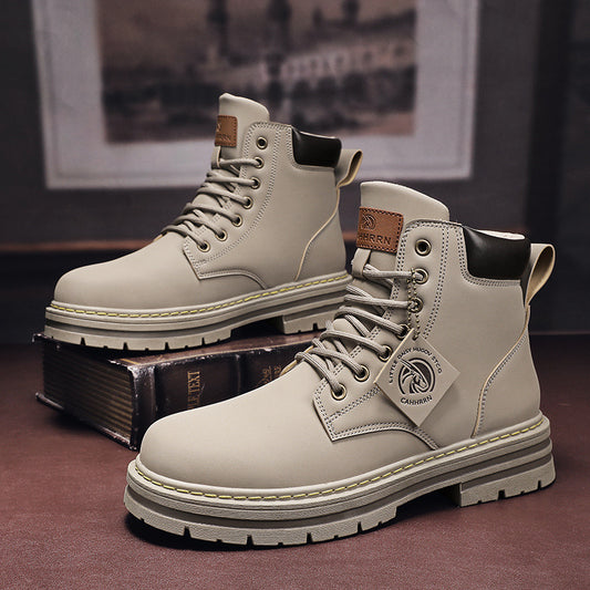 Men's Boots - Plus Size Vintage Leather Worker Boot
