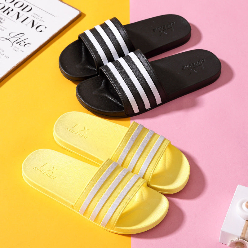 White Stripes Slippers For Women And Men -- Bathroom Slippers Home Shoes