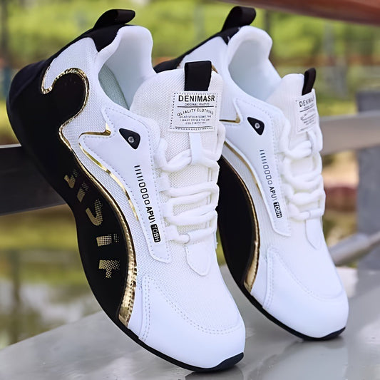 Fashion Colorblock Lace-up Sneakers For Men - Breathable Low-top Dad Shoes Running Walking Sports Shoes