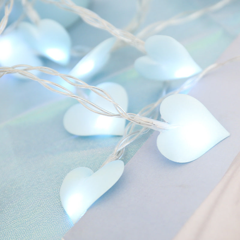 Led Lights -  Curtain Lights Fabric Peach Heart String Lights