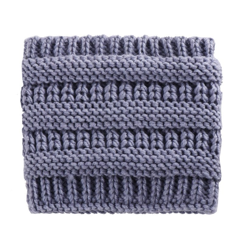 Women Headwrap Ponytail Beanies Hat - Winter Warm Ear Warmer Head Wrap Casual Crochet Turban Hats Female Soft Knit Woolen Caps