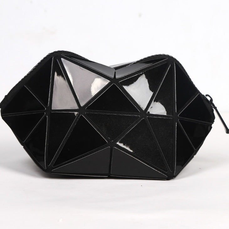 Fashion Geometric Cosmetic Bag For Women - Ladies Zipper Bag Organizer Makeup Cosmetics Lightweight Foldable Travel Make Up Bag