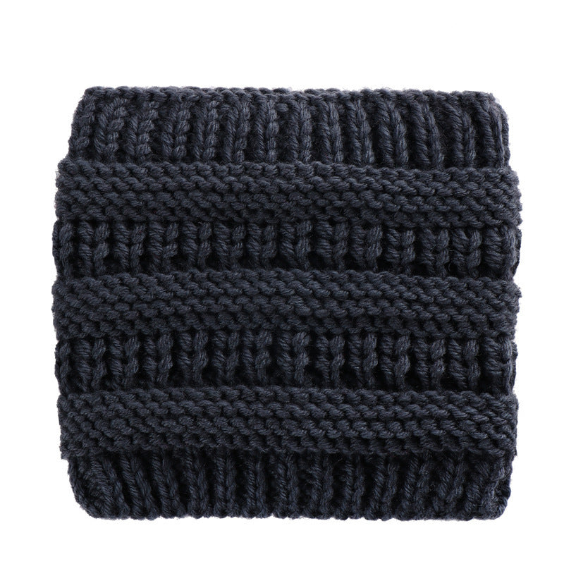 Women Headwrap Ponytail Beanies Hat - Winter Warm Ear Warmer Head Wrap Casual Crochet Turban Hats Female Soft Knit Woolen Caps