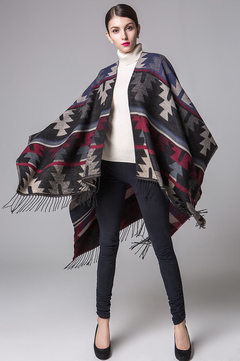 Indian Geometric Diamond Long Thick Cashmere Shawl