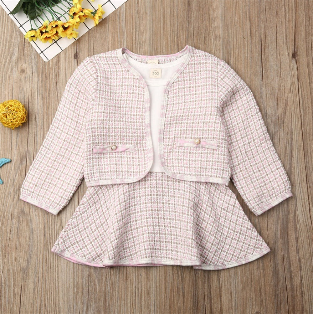 Elegant Baby Girl Two-Piece Dress Set – Adorable & Stylish for Every Occasion! Long-sleeved Dresses Two-piece Children's Baby Small Incense Wind Suit - JumoShop