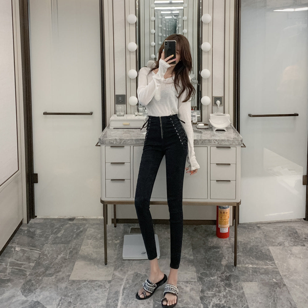 High Waist Skinny Cropped Pencil Jeans