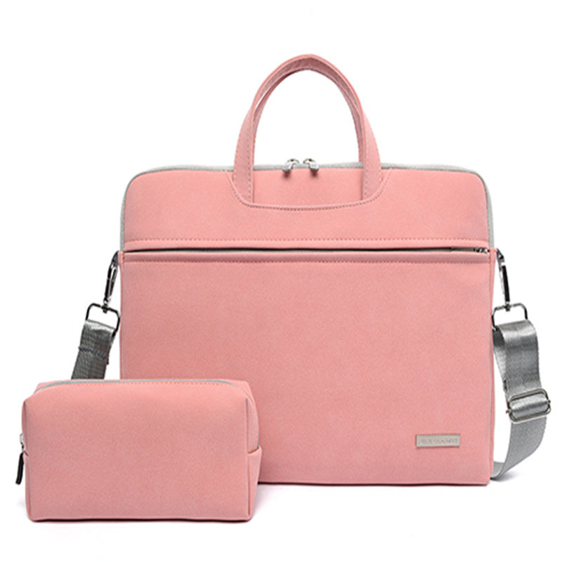 Women's Leather Laptop Bag - Notebook Carrying Case Briefcase For Macbook Air 13.3 14 15.6 Inch,  Men Handbags Shoulder Mouse Bag