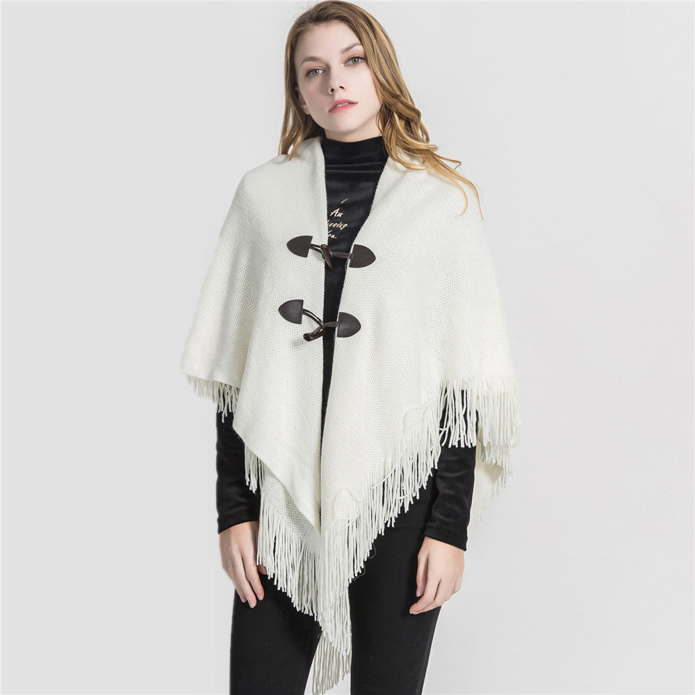 Winter Loose Kimono Cardigan  Shawl - Women Long Sleeveless Hat Poncho Solid Color Magic Shawl Knitted Sweater