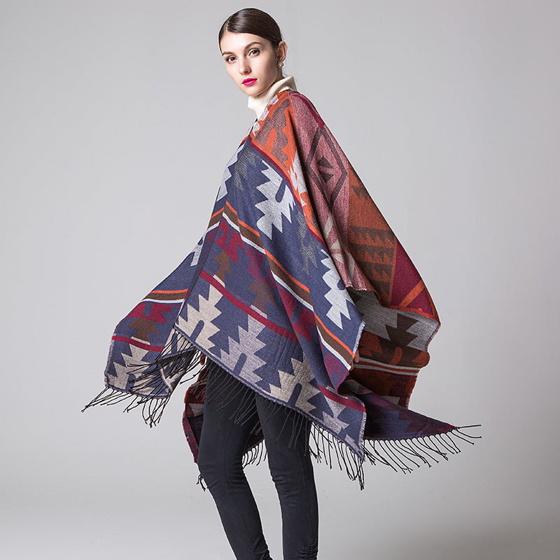 Indian Geometric Diamond Long Thick Cashmere Shawl
