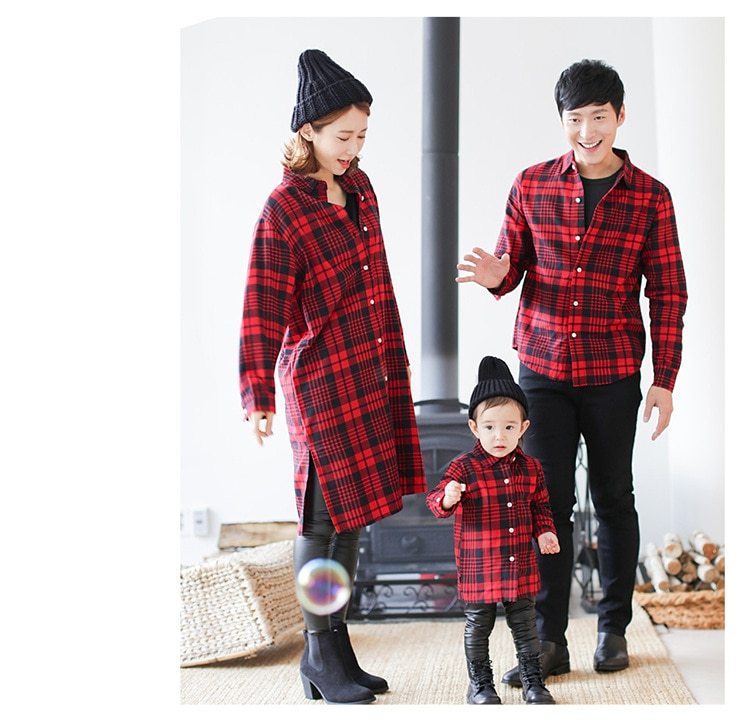 Parent-Child Red Plaid Shirt - Parent-child  Family Outfit