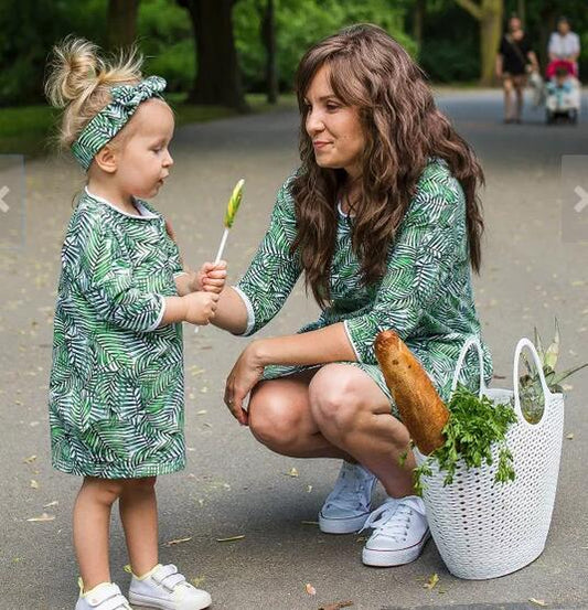 Parent-child Printed Knee-Length Dress