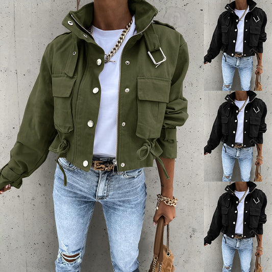 Autumn And Winter Motorcycle Jacket - Coat Short Polyester Fiber Top