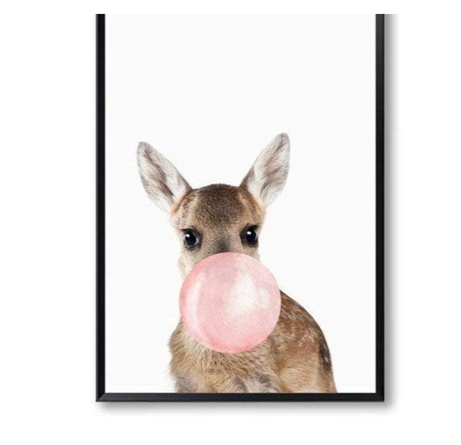 Nordic Simplicity Cute Animal Canvas Painting – Koala, Zebra, Giraffe &amp; Fawn (Frameless Decorative Art)