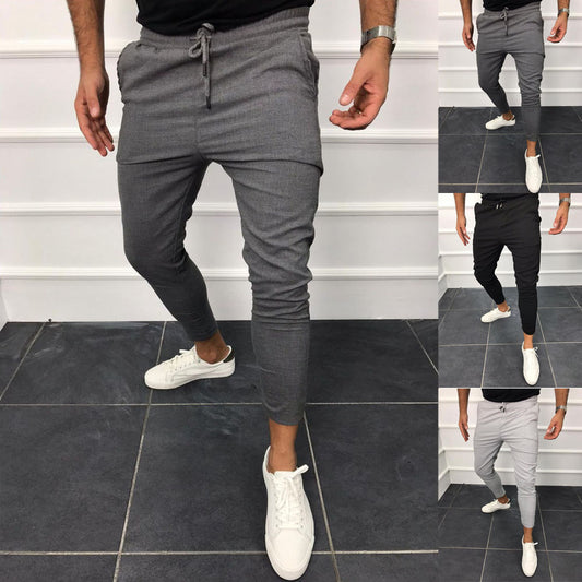 Lace-up Casual Pants - Solid Color Jogging Pants