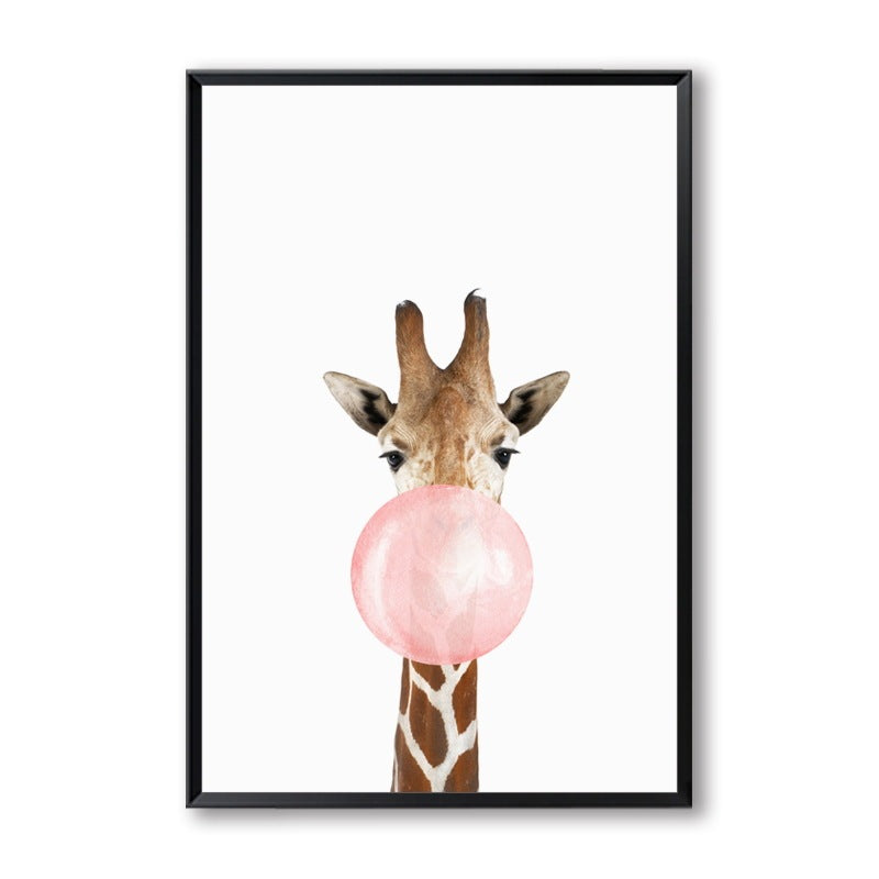 Nordic Simplicity Cute Animal Canvas Painting – Koala, Zebra, Giraffe &amp; Fawn (Frameless Decorative Art)