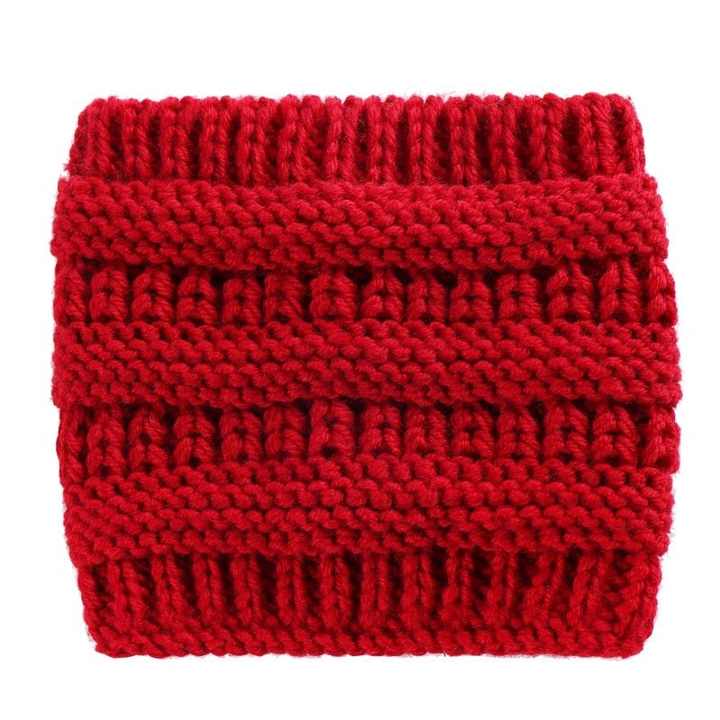 Women Headwrap Ponytail Beanies Hat - Winter Warm Ear Warmer Head Wrap Casual Crochet Turban Hats Female Soft Knit Woolen Caps