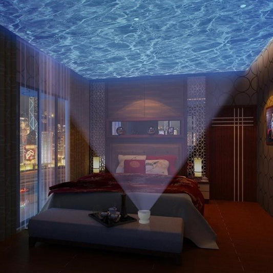 Ocean Wave Projector LED Night Light Remote Control - TF Cards Music Player Speaker Aurora Projection