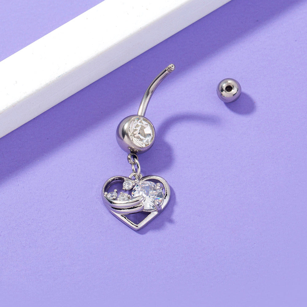 Stainless Steel Heart Navel Nail - Human Body Piercing Jewelry Woman