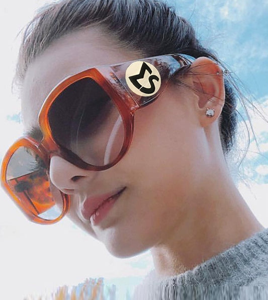 New Arrival Oversize Women Round Sun Glasses - Fashion Ladies Olive Frames Glasses
