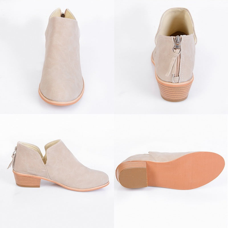 Autumn Women Shoes-  Retro High Heel Ankle Boots