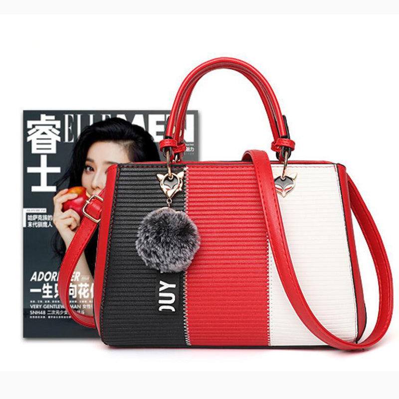 Women Hairball Ornaments - Totes Patchwork Handbag