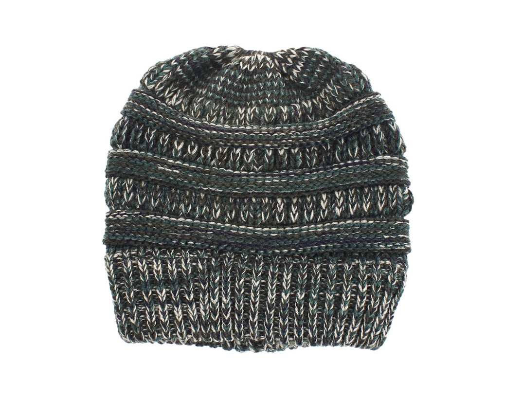 Mixed Color Knitted Wool Hat - Ladies Non-labeled Ponytail Hat