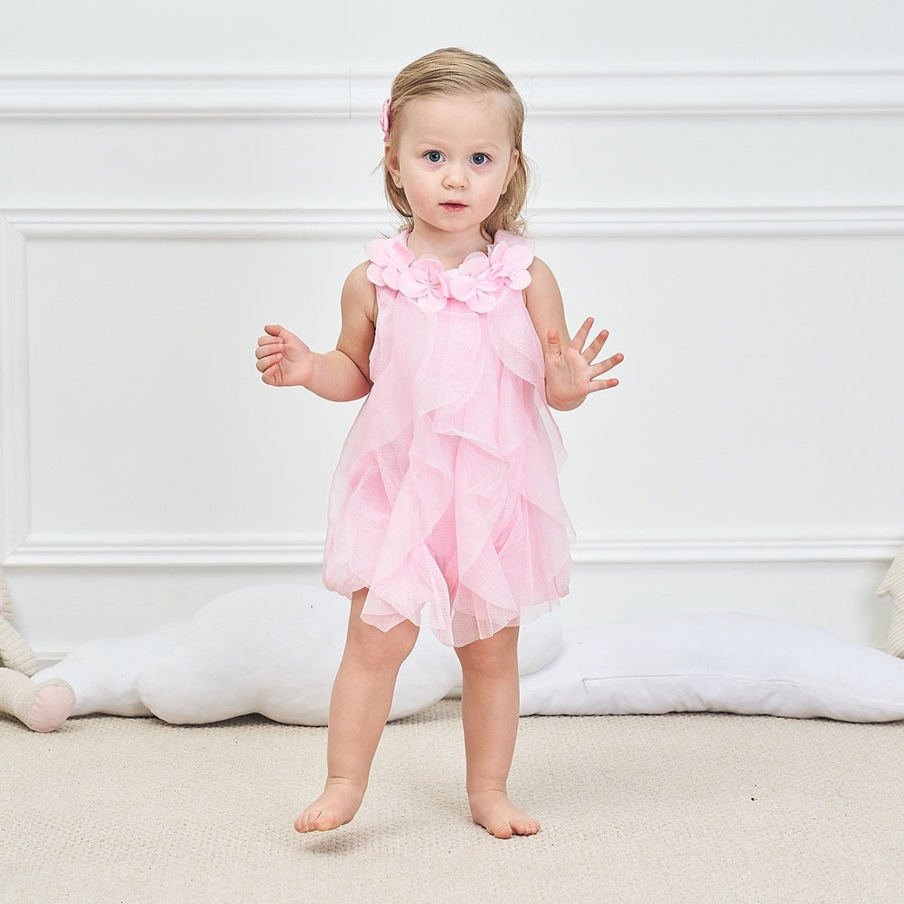 Cute Flower Flounce Detail Dress