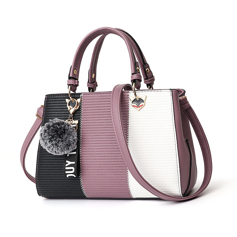Women Hairball Ornaments - Totes Patchwork Handbag